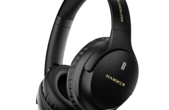 HAMMER Bash Vivid ANC Wireless Bluetooth Over-Ear Headphones with 23 dB Active Noise Cancellation, 70h Playtime, Type-C Fast Charging, 40mm Sound Drivers, Wired/Wireless, Comfort Fit, Foldable Black
