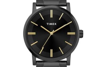 TIMEX Analog Watch for Man with Black Round Dial & Black Stainless Steel Bracelet Band Water Resistant Men’s Wrist Watches – TWHG35SMU09