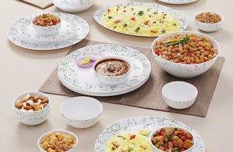 Larah By Borosil Moon Riva Dinner Set – 27 Pcs, Opal Glass Dinner Plates & Bowls Crockery Set for Dinning, White