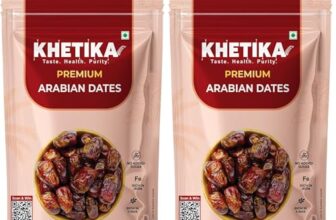 Khetika Premium Arabian Date 500g | Khajur, Khajoor | Dry Fruits | Dates in Fresh | Healthy Snacks | Rich in Fibre | No Added Sugar (Pack of 2)