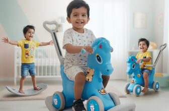 Lifelong 3-in-1 Horse Ride On for Kids 1-5 Years | Balance, Rock & Ride Modes with Safety Belt & Backrest | Parental Handle, Wide Anti-Slip Base | Non-Toxic PE Body Toy (LLCRK02)