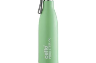 Cello Puro Steel-X Neo 900 Inner Steel Insulated Water Bottle 720ml, Green | ISI Certified | PU Insulated | BPA Free, Leakproof | Insulated Cold Water Bottle for Office, School, Cycling, Gym & Travel