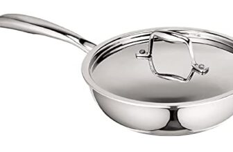 Signoraware Artista Tri-Ply Stainless Steel Induction Compatible Triply Frypan with Steel Lid (Induction and Gas compatible), 18cm, Capacity 850 ml, Silver