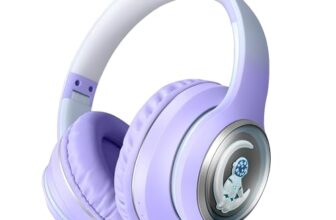 PunnkFunnk Newly Launched Astro Junior BT v5.3 Noise Cancelling Wireless Over-Ear Bluetooth Headphones Hi-Res Audio, 40mm Driver, Deep Bass, Memory Foam Ear Cups, for Kids Teens Adults(Purple)