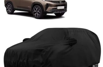 Sulfar 100% Waterproof Car Body Cover for Tata Curvv – Triple-Stitched Dustproof UV, Heat & Rain Protection with Mirror Pockets, Full-Bottom Elastic & Free Storage Bag – All-Weather Indoor Outdoor (Bl