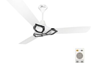 RR Signature Jaipur Gangaur BLDC 5 Star, 28-watt & 60% Energy Savings, Designer High Speed Ceiling Fan With Remote, for Home & Office Agaria White