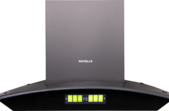 HAVELLS Polaris BLDC 60cm Curved Glass Kitchen Chimney Auto Clean Wall Mounted Black 1600 CMH Chimney
