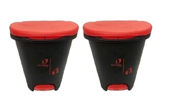 Cello Plastic Step-On Pedal Garbage Dustbin (50 L, red/red)