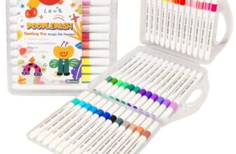 DK trades Professional Acrylic Paint Markers Set, 36 Vibrant Colours, Brush Tip, Water-Based, Non-Toxic, for Rock Painting, Canvas, Glass, Wood, School Projects, with Portable Storage Case