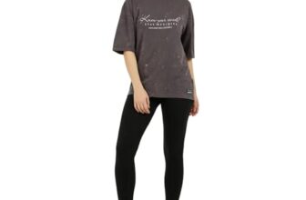Styli Women Oversized Longline Acid Washed T-Shirt & Leggings Co-Ords