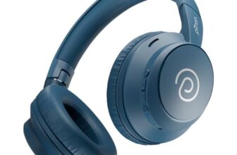 pTron Studio Evo 70hrs Playtime Wireless Over Ear Headphones w/HD Mic, Dual Device Pairing, Low-Latency Game/Movie/Music Modes, Punchy Bass, BT5.3, Voice Assistant & Type-C Fast Charging (Blue)