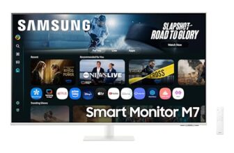 Samsung 43″(1.08m) 4K M7 Vision AI Smart Monitor|UHD 3840 x 2160|Smart TV Experience with AI|Type-C|Apple AirPlay|Gaming Bar|Remote|Speakers|Wi-Fi|Bluetooth|AI Picture & Sound|LS43FM701UWXXL|White