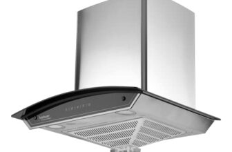 Hindware Smart Appliances Rubella Neo 60 cm 1300 m³/hr Auto Clean Chimney | Motion Sensor | Touch Control | Filterless | Curved | Energy Efficient LED Light | Powerful Suction | Wall Mounted (Black)