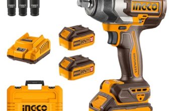 Ingco Cordless Impact Wrench 1/2 Inch, Brushless Motor, Nut-Busting Torque 1000Nm, 20V Battery Impact Gun with 2 PCS 4.0 Ah Battery Packs and Charger
