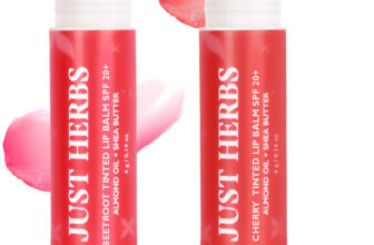 Just Herbs Tinted Lip Balms SPF 20+ Pack of 2 | Soft, Pink Lips | Beetroot & Cherry beetroot, Strawberry(Pack of: 2, 59 g)
