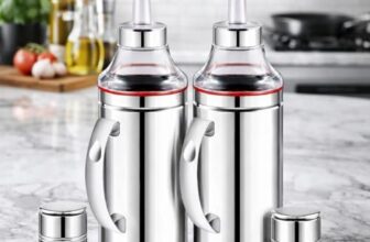 SmartMaison Stainless Steel Oil Dispenser Bottle with Nozzle 1 Litre 1000 ml (Pack of 2)