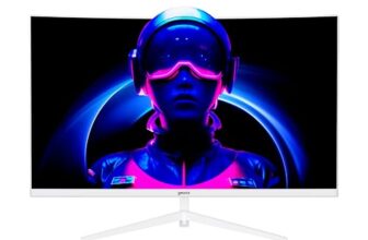 GEONIX Argon 32-Inch Curved Full HD Monitor (81.28 cm) 100Hz Refresh Rate, 5ms Response Time, 3000:1 Contrast Ratio, Inbuilt Speaker 2X2W, 1920×1080, White, 3-Year Warranty