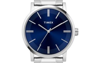 TIMEX Analog Watch for man with Blue Round Dial & Silver Stainless Steel Bracelet Band Water Resistant Men’s Wrist Watches – TWHG35SMU06