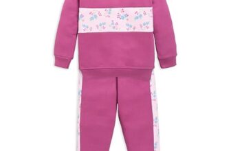 LuvLap Baby Girls Full Sleeve Sweatshirt & Pyjama Set Pack Of 1, Cotton Rich Fleece, Burgundy, M (3 to 6 Months)