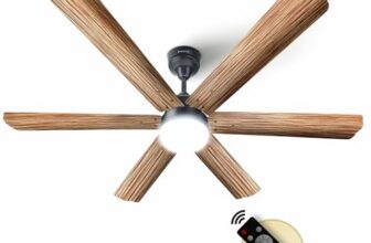 Longway Luminair Max 1200 mm BLDC Ceiling Fan with Remote Control & LED Light|BEE 5 Star Rated Energy Efficient|Ultra High Speed 6 Blade Anti-Dust Decorative|5 Years Warranty (Smoked Cedar, Pack of 1)