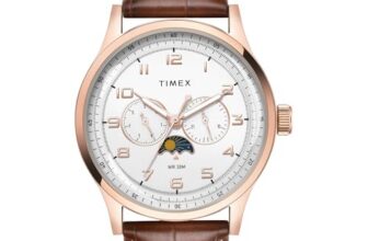 TIMEX Analog Watch for man with Grey Round Dial & Brown Leather Strap Band Water Resistant Men’s Wrist Watches – TWEG19608