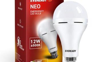 Eveready 12W Emergency Inverter LED Bulb, Cool Day Light (6500K), Rechargeable Bulb with 3 Hours Backup, Ideal for Powercuts, Energy Efficient, B22 Base, Pack of 1