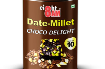 8AM Dates Millet Choco Delight Pack of 10 Made with Dates, Almonds, Cashews, Pistachios(10 x 20 g)