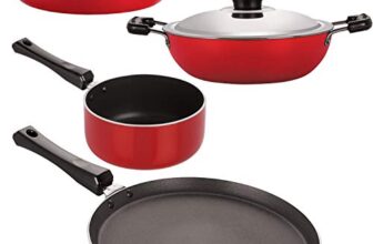 Nirlon 3 Layer Non-Stick Coated Aluminium 4 Piece Kitchen Cooking Essential with Bakelite Handle
