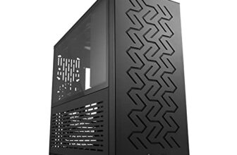 Sharkoon MS-Z1000 Mid Tower PC Computer Case I Support Mini-ITX, Micro-ATX MB I Side Panel Tempered Glass with 3 x 120 mm Red LED Fan (pre-Installed) and 1x 80 mm PWM Fan (Pre-Installed) – Black