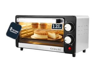 Cadlec Cruise_5 Multi-Function OTG for Kitchen, 12 Litre, 1000W, Oven Toaster Griller, Adjustable Temperature & Timer, Bake, Grill & Toast, Oven for Baking – Silver