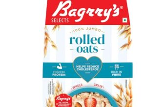 Bagrry’s 100% Jumbo Rolled Oats 1kg | Prebiotic, Whole Grain, High Fibre & Protein Breakfast Cereal | Non-GMO Oats | No Added Sugar & Preservatives | Perfect or Weight Loss & Heart Health | Instant Oats for Breakfast