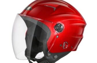 STUDDS RAY Super ISI Certified Open FACE Helmet for Men and Women with D – Ring Lock (Cherry RED L)