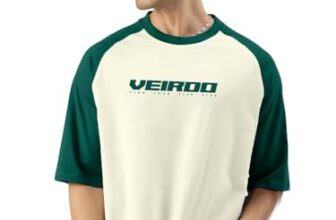 Veirdo® 100% Pure Cotton Round Neck Cool Front Chest Typographic Logo Printed Raglan Sleeve T-Shirt for Men & Boys (OS_VR_SW_BG_XL)