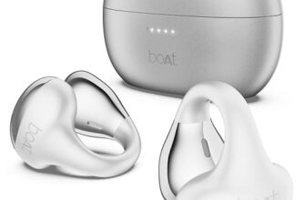 Boat Airdopes Loop in Ear Earbuds Bluetooth W/Clip-On Fit, Air Conduction Tech, 50HRS Battery, 4Mics Enx, Dual EQ Modes, 12Mm Drivers, 40Ms Latency, ASAP Charge, OWS Ear Buds Earphones(Pearl White)