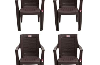 AVRO FURNITURE 7756 Plastic Chair |Set Of 4 |Matt And Gloss Pattern |For Dining Room, Bedroom, Kitchen, Living Room |Bearing Capacity Up To 150Kg |Strong & Sturdy Structure |1 Year Guarantee (Brown)