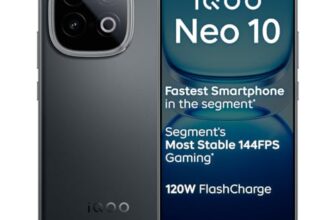 iQOO Neo 10 (Asphalt Black, 8GB RAM, 256GB Storage) | Segment’s Fastest Processor* with Snapdragon 8s Gen 4 & Supercomputing chip Q1 | 120W FlashCharge | Segment’s Brightest AMOLED Display*