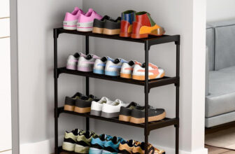 SKEDIZ 5 Layer Shoe Stand For Home Durable and Multipurpose Shoe Rack Plastic Collapsible Shoe Stand(Black, 4 Shelves, DIY(Do-It-Yourself))