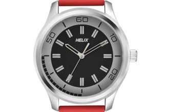 Helix by Timex Analog Watch for Man with Black Round Dial & Red Silicone Strap Band Water Resistant Men’s Wrist Watches – TW043HG23