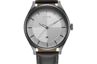 Titan Neo Economy Quartz Analog with Date Silver Dial Grey Leather Strap Watch for Men – NT1802QL01