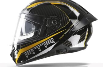 TVS Racing Hurricane Series Full Face Dual Visor Helmet for Men | Premium Bike Helmets with ABS Shell, UV Paint | Quick Release System | Aerodynamic Design | ECE, DOT & ISI Certified (Yellow/M)