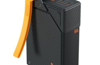 Portronics 65W Halley 20K 20000mAh Fast Charging Powerbank for Android Smartphones, iPhones, ipads, Tablets & Macbooks, Dual Type C PD Port, LED Display, Strong Lanyard (Black)