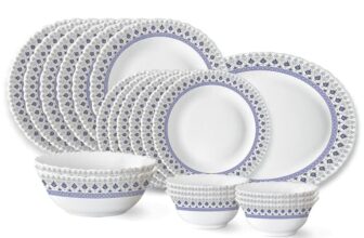 Larah by Borosil Ocean Fluted Series Opalware Dinner Set | 21 Pieces for Family of 6 | Microwave & Dishwasher Safe | Bone-Ash Free | Crockery Set for Dining & Gifting | Plates & Bowls | White