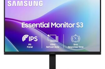 Samsung 24″ (60.5 cm) 120hz Flat Monitor|IPS Panel|FHD 1080p (1920 x 1080)|120 Hz|5 ms|Dual HDMI Ports (2EA)|Super Slim Borderless Design|Game Mode|Eye Saver Mode|Wall Mountable|LS24F320GAWXXL|Black
