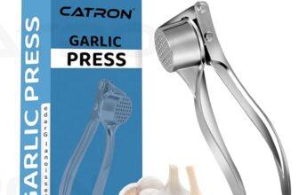 Catron Stainless Steel Garlic Crusher Presser Garlic Press Manual Garlic Mincer | Garlic Cutter Chopper | Easy to Squeeze & Clean for Kitchen