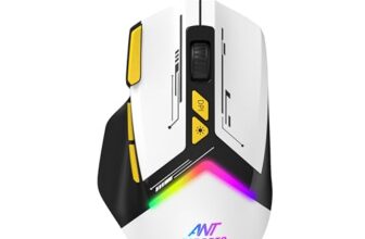 Ant Esports GM333 Smartchoice Wired Gaming Mouse, 12800 DPI Optical Sensor, Ergonomic Design, RGB Lighting, Huano Switches, 1.5M Braided Cable, Inbuilt Software Support, Black/White/Yellow