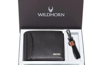WildHorn Gift Hamper for Men I Leather Wallet, Keychain & Pen Combo Gift Set I Gift for Friend, Boyfriend,Husband,Father, Son etc (Black M)