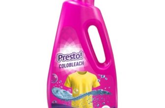 Amazon Brand – Presto! Colobleach 1L | Detergent Add-On Liquid | Effective Stain Remover | Brightens Colored Clothes