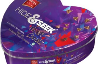 Parle Hide & Seek Heart Beatz Chocolate Chip Cookies, Heart-Shaped Tin, 350g/ 363g (weight may vary)