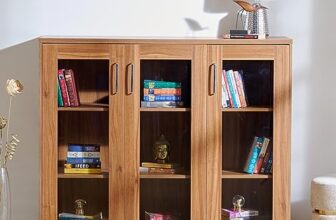 Home Centre | Quadro 3-Door Book Cabinet | Engineered Wood | Brown | 1 Year Warranty