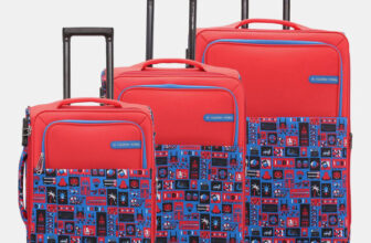 NASHER MILES India Polyester Luggage Set of 3 Printed Trolley Bags (55, 65 & 75cm) Expandable  Cabin & Check-in Set 8 Wheels – 28 Inch